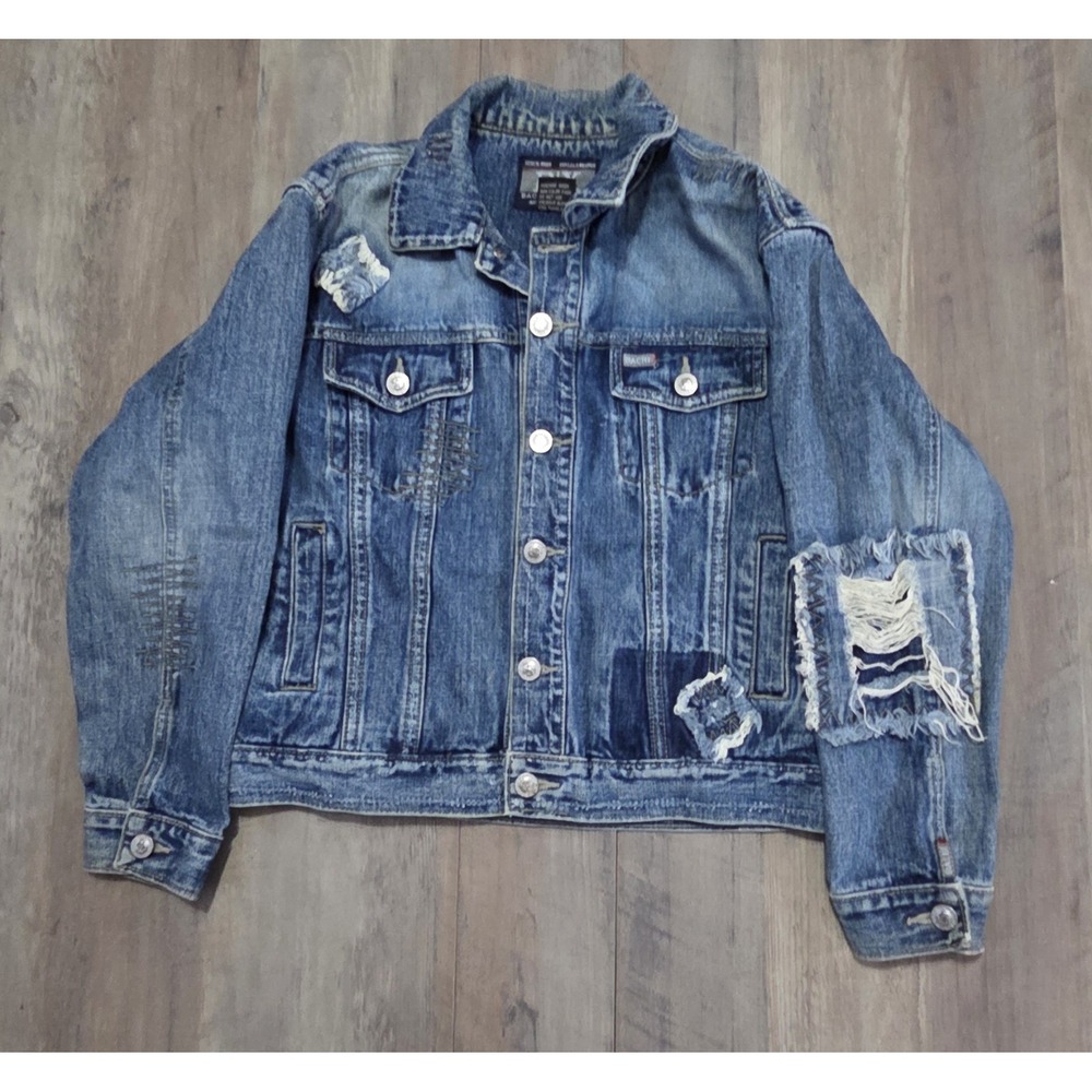 Bachi Exchange Unique Vintage Distress Denim Jacket Italian Design Women Size 10